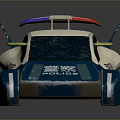 Futuristic Police Car With Sleek Blue And White Design And Emergency Lights