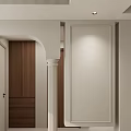 Modern Hallway Design With Decorative Walls Roman Column Wooden Door And Marble Floor