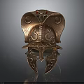 Weapon Ancient Greek Style Copper Colored Helmet With Snake Shaped Decoration And Ornamental Patterns