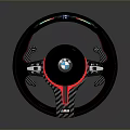 BMW Car Steering Wheel Featuring Carbon Fiber Red Accents And Sporty Design