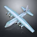 Advanced Space Transport Aircraft With Four Propellers Light Blue Fuselage And Wings