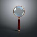 Classic Magnifying Glass With Gold Frame And Red Wooden Handle For Daily Use