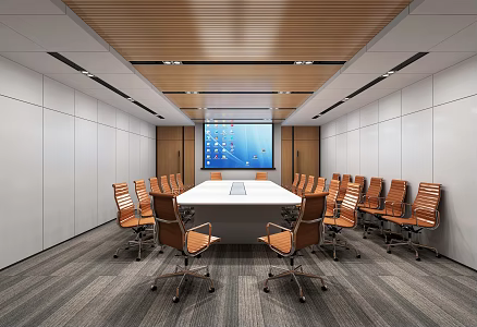 Meeting room office table and chair combination 3d model