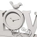 Decorative Table Clock with LOVE Letter Base and Bird Ornament