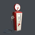 Vintage Helleson Gas Pump With Red White Design And Circular Top Sign