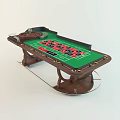 Elegant Roulette Entertainment Table With Green Felt Surface Wooden Frame And Number Layout 3d model