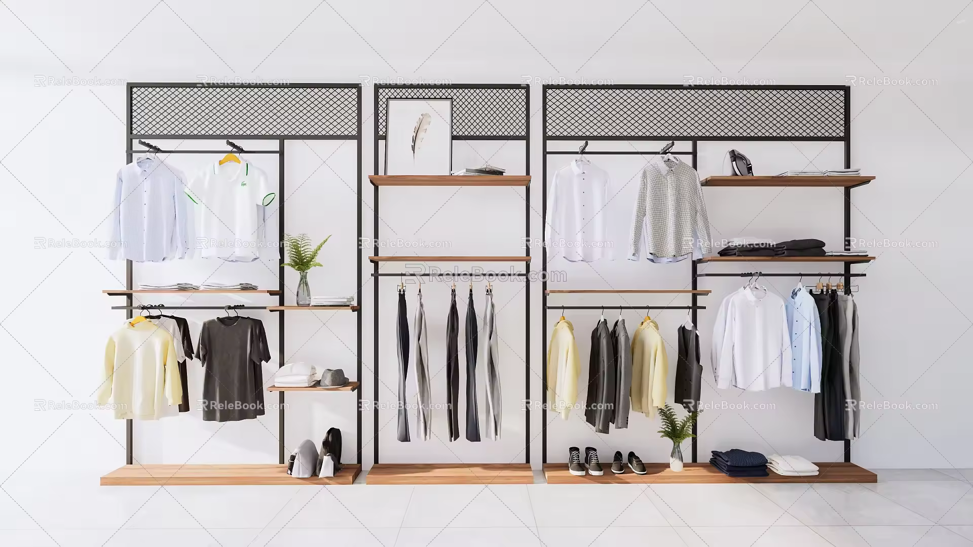 Modern Shelf Clothing Store Men's Shelf 3d model