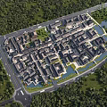 Aerial Planning of Traditional Residential Area With Green Landscapes Roads And Trees