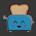 Cute Blue Smiley Face Toaster With Golden Toast On Top For Kitchen Appliance Use