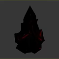 3D Rendered Red And Black Geometric Crystal Structure With Luminous Effect