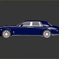 Blue Luxury Car 3D Model With Chrome Grille White Windows And Stylish Wheels