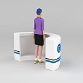 Modern Technology Exhibition Hall Featuring Curved EMG Logo Reception Desk And Staff Member