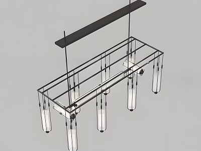 Modern Linear Chandelier with Metal Frame and Hanging Glass Pendant Lights 3d model