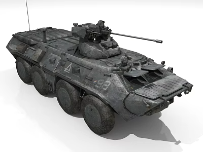 Wheeled Military Tank With Turret Gun Barrel Antenna And Armor Design 3d model