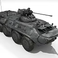 Wheeled Military Tank With Turret Gun Barrel Antenna And Armor Design