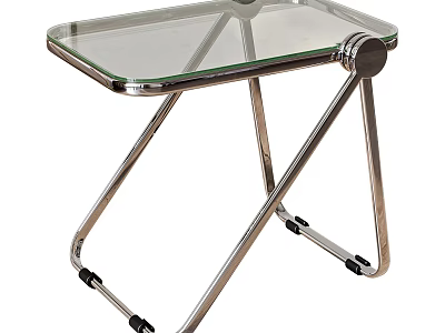Modern Tea Table With Glass Top And Crossed Chrome Metal Legs Design 3d model
