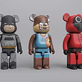 Gray Brown Red Collectible Bear Figurines With Batman And Masked Themes