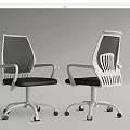 Modern Office Chair With White Frame Black Mesh Back Armrests And Rolling Casters