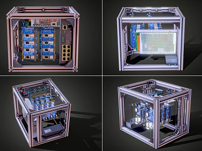 Transparent Computer Case Displaying Internal Hardware Components Cooling System And Structure 3d model