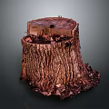 Natural Plant Tree Stump With Textured Bark Cross Section On Dark Background 3d model