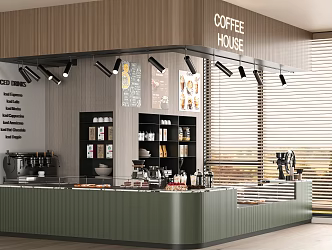 Modern Cafe Milk Tea Shop Coffee Bar Counter Bakery Showcase Coffee Machine Workbench Cashier Counter 3d model