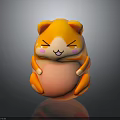 Cute Cartoon Hamster Character With Round Body Orange Pink Fur And Smiling Face