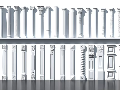 Collection Of Roman Columns With Various Decorative And Architectural Designs 3d model