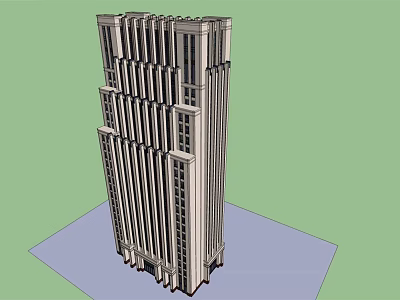 Tall Modern Skyscraper Architectural Model With Vertical Lines And Windows 3d model