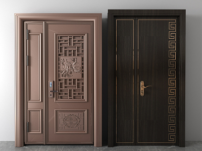 New Chinese style door 3d model