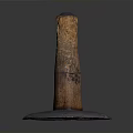 Rustic Wooden Column With Textured Surface And Round Metal Base Plate