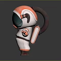 Cute Cartoon Game Movie Character Astronaut in Orange White Spacesuit Helmet Visor And Yellow Light