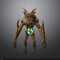Fantasy Plant Creature With Orange Skin And Blue Glowing Body Features