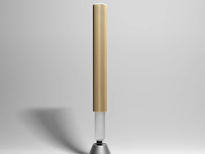 Modern Vertical Headphone Speaker With Wooden Stripe Design And Silver Base 3d model