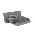 Modern Double Bed With Upholstered Headboard Gray Bedding Decorative Pillows And Nightstands