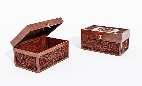 Old exquisite wooden box wooden box 3d model