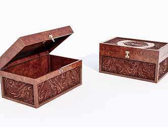 Old exquisite wooden box wooden box 3d model