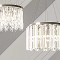 Modern Crystal Chandeliers with Circular Metal Frames and Hanging Glass Elements 3d model