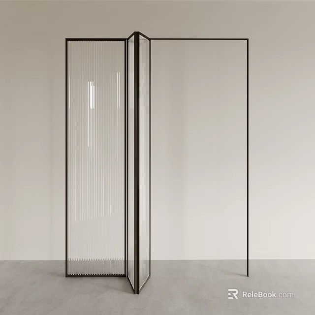 Modern Glass Folding Doors With Black Frame For Interior Space Divider 3d model 