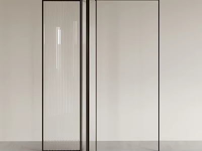 Modern Glass Folding Doors With Black Frame For Interior Space Divider 3d model