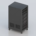Black Computer Server Rack With Multiple Slots Ventilation And Rolling Wheels 3d model