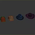 Different Styles Of Hats With Red Camo And Dark Colors For Fashion