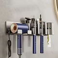 Modern Bathroom Accessories Wall Mounted Storage Organizer with Hair Dryer and Bottles