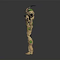 Sci Fi Humanoid Character With Tan Body Green Circular Nodes And Armored Shoulder Structures 3d model