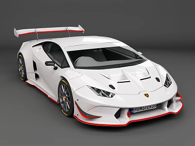 White Lamborghini Sports Car With Rear Wing Aggressive Front Fascia And Alloy Wheels 3d model