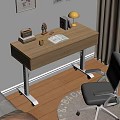 Kids Desk With Adjustable Height Wheels Light Wood Surface Books Lamp Notebook Toy And Chair