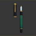 Premium Fountain Pen Set With Black Gold Trim Cap Green Body And Polished Nib Design