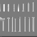 Various Architectural Columns Featuring Classical And Modern Designs With Intricate Details