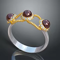 Elegant Gold Ring With Brown Gemstones And Diamond Accents On Silver Band