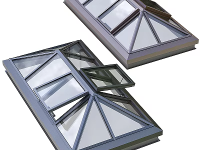 Modern Skylight Designs With Glass Panels And Sloped Roof Frames 3d model