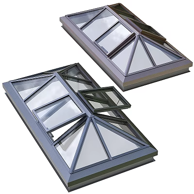 Modern Skylight Designs With Glass Panels And Sloped Roof Frames 3d model